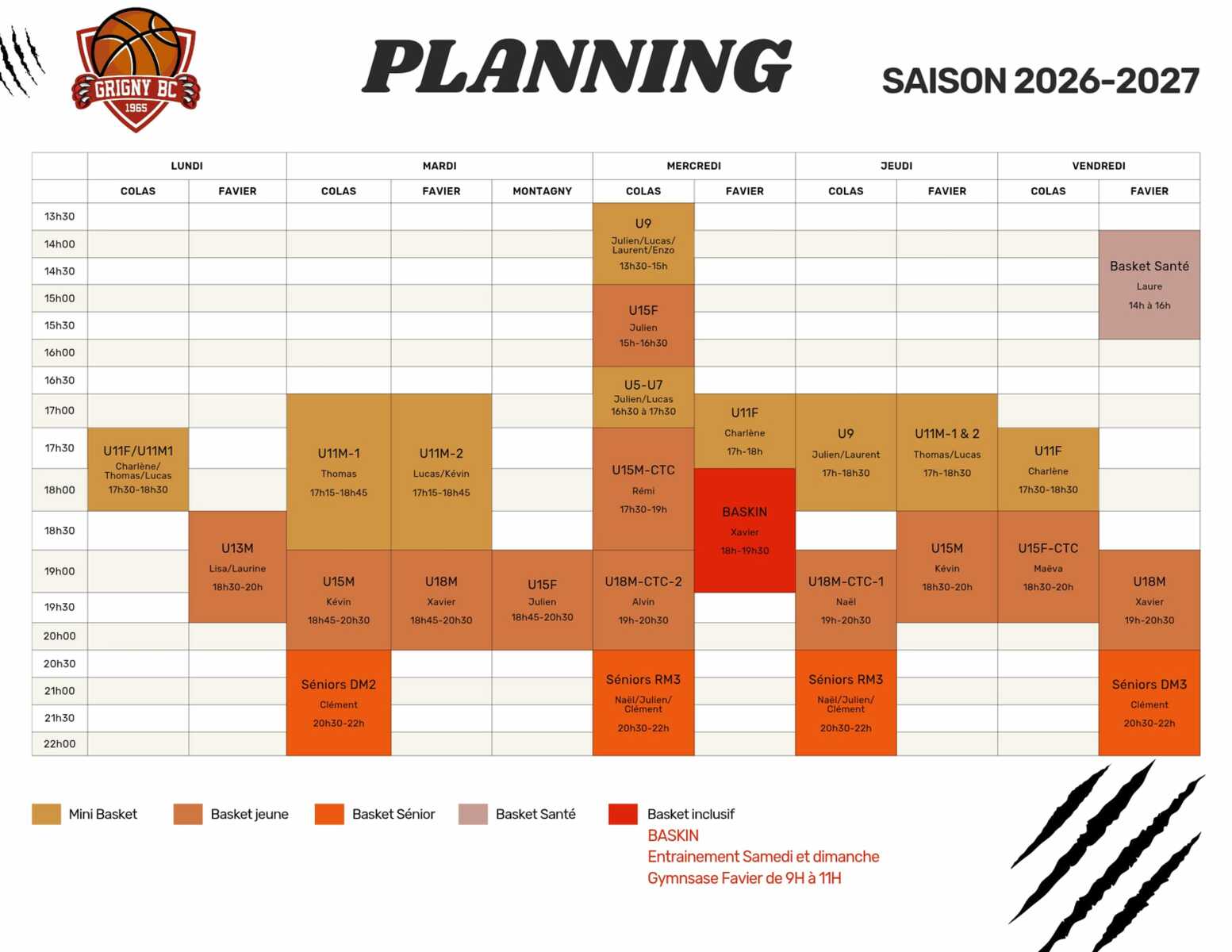 Planning Saison 2026/2027