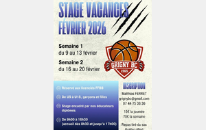 stage vacances février 2026
