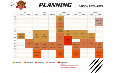 Planning Saison 2026/2027